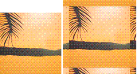 An image showing a source image on the left and the image with a tiled border on the right